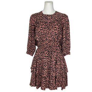 Zadig & Voltaire Rooka Squeleton Dress S Leopard Print Silk Ruffle Tiered Mini
